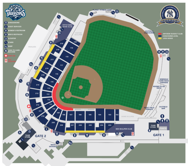 Stadium Map | Steinbrenner Field | Yankees Spring Training Facility